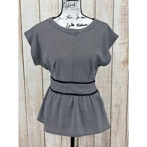 Monteau Black and White Striped Top